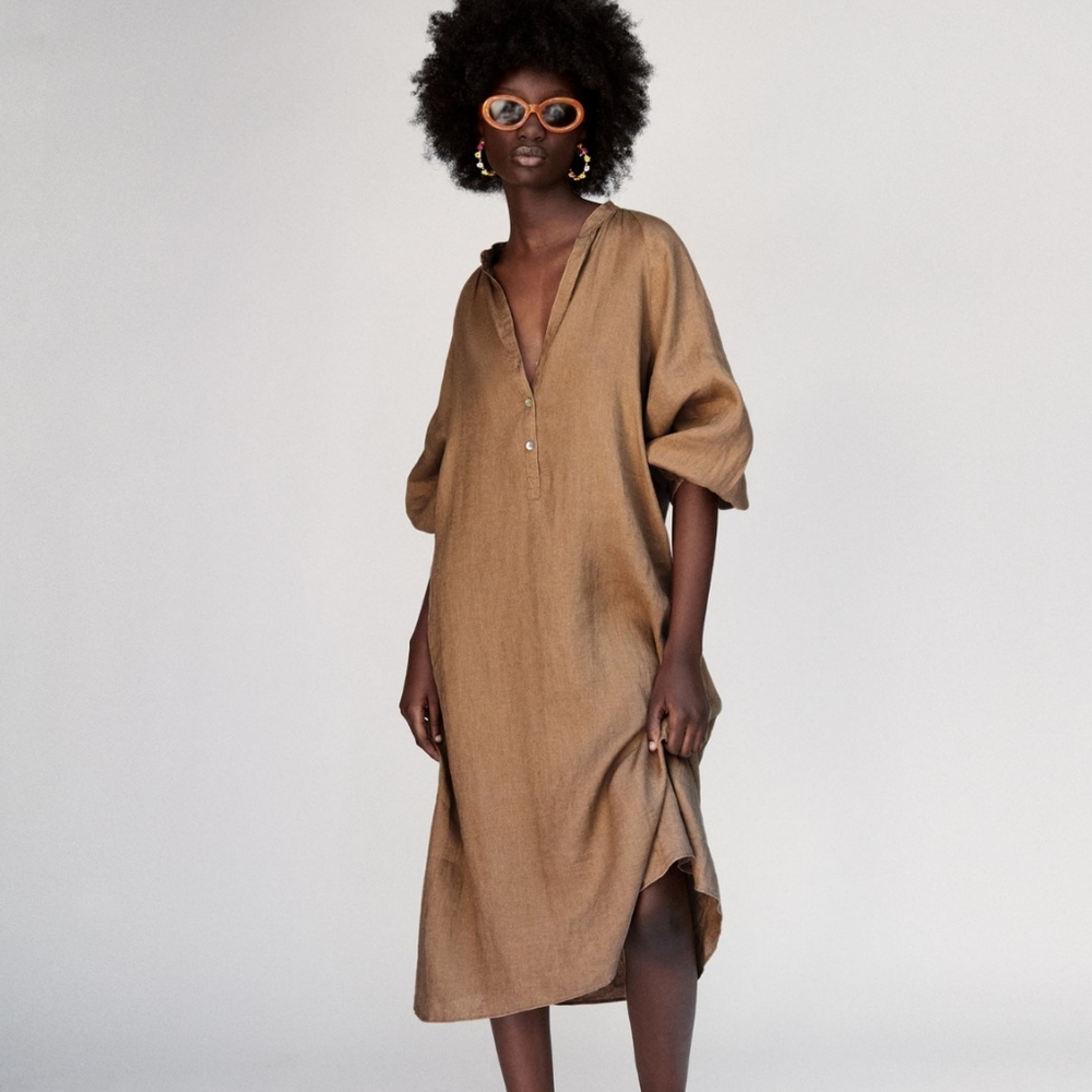 NWT Zara Linen Midi Dress - XXL